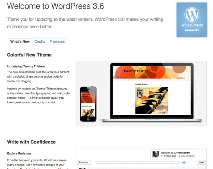 Wordpress Version 3.6